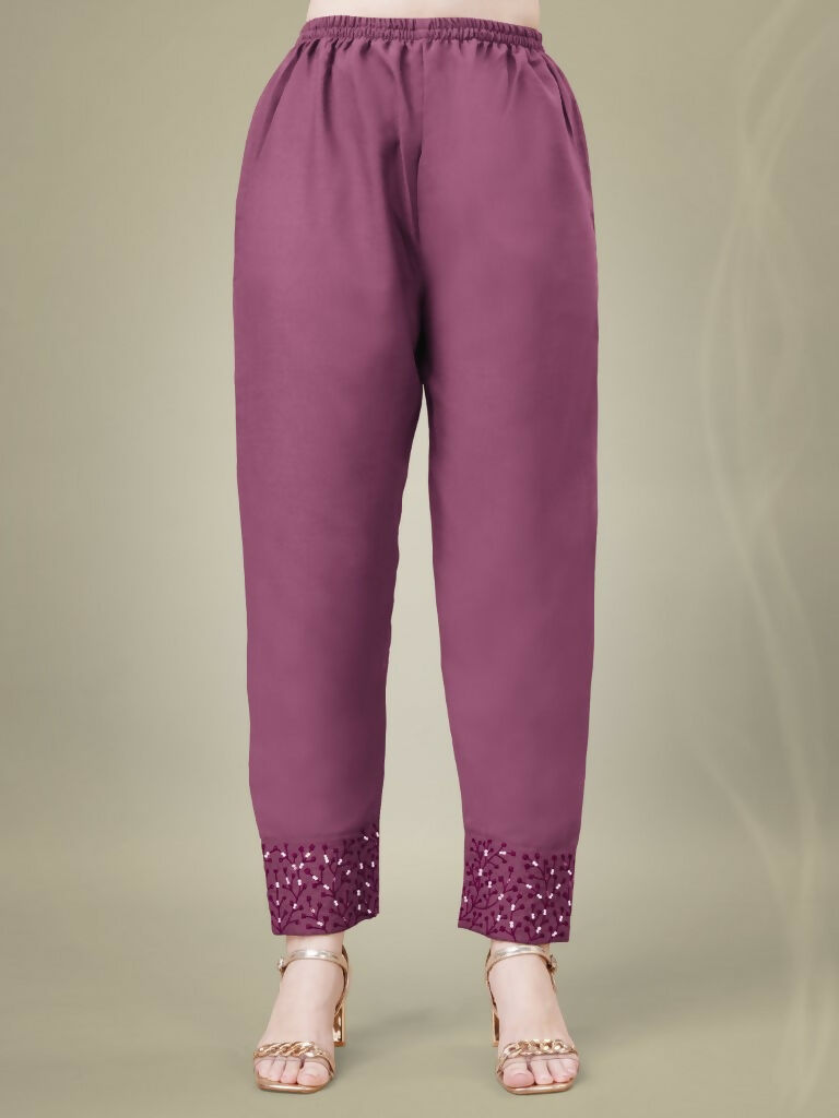 Onion Pink Embroidered Cotton Blend Straight Kurta Set with Dupatta