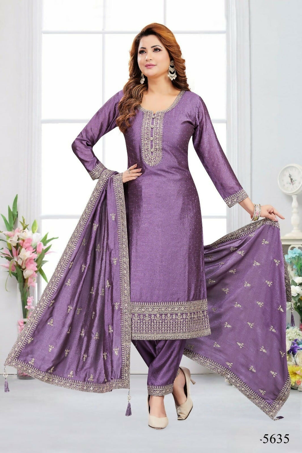 Lylac Muslin Silk Kurta Set with Cotton Lining - 3 Piece Set