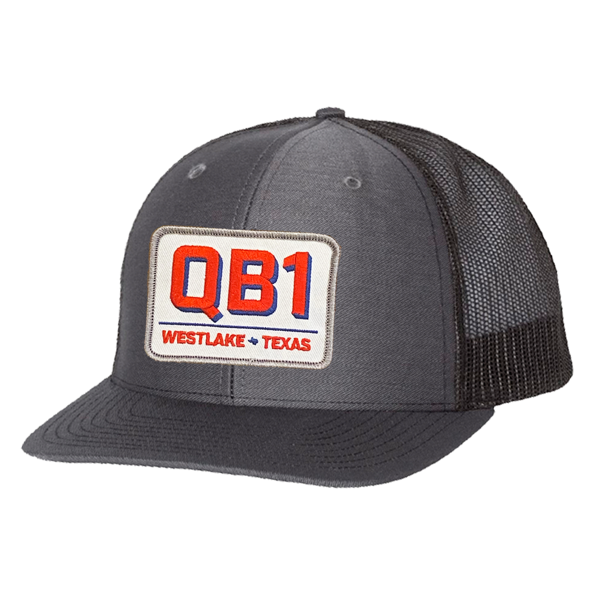 QB1 Westlake curved bill trucker cap model 041-CT in a classic design.