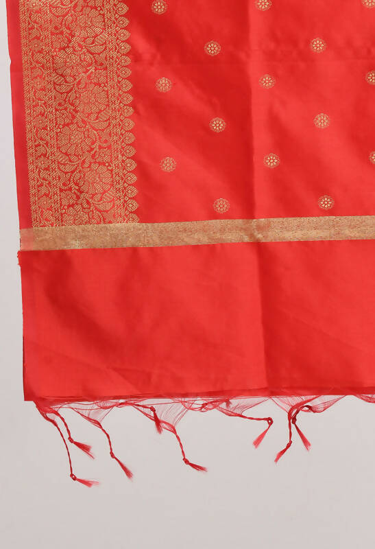 Red Banarasi Silk Woven Dupatta for Festive Ethnic Ensembles