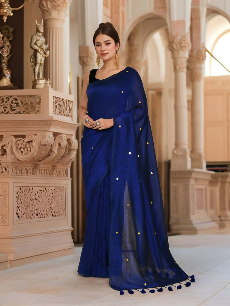 Joban Fashion Women Navy Blue Trendy Cotton Saree