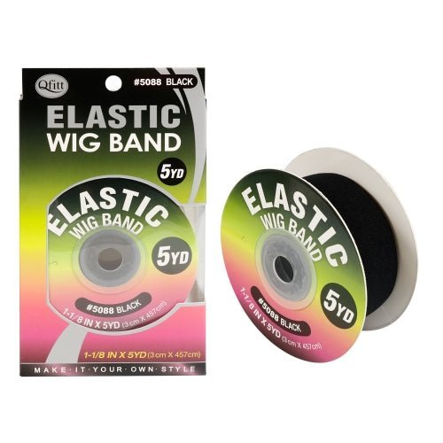 Qfitt black elastic wig band roll measuring 5 yards for wig installation