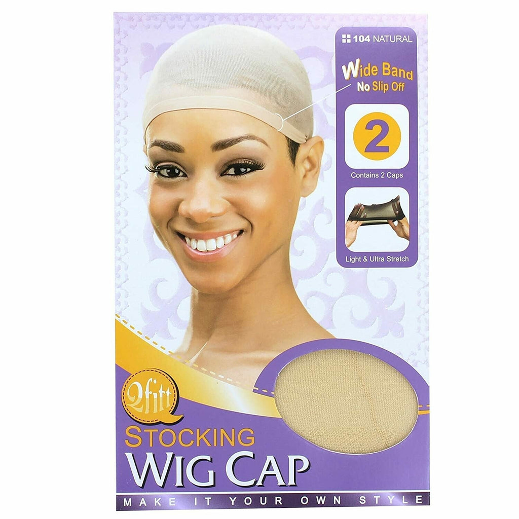 Stocking Wig Cap with No-Slip Wide Band - 2 Pack
