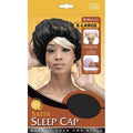 Black X-Large satin sleep cap designed for voluminous hairstyles and hair protection