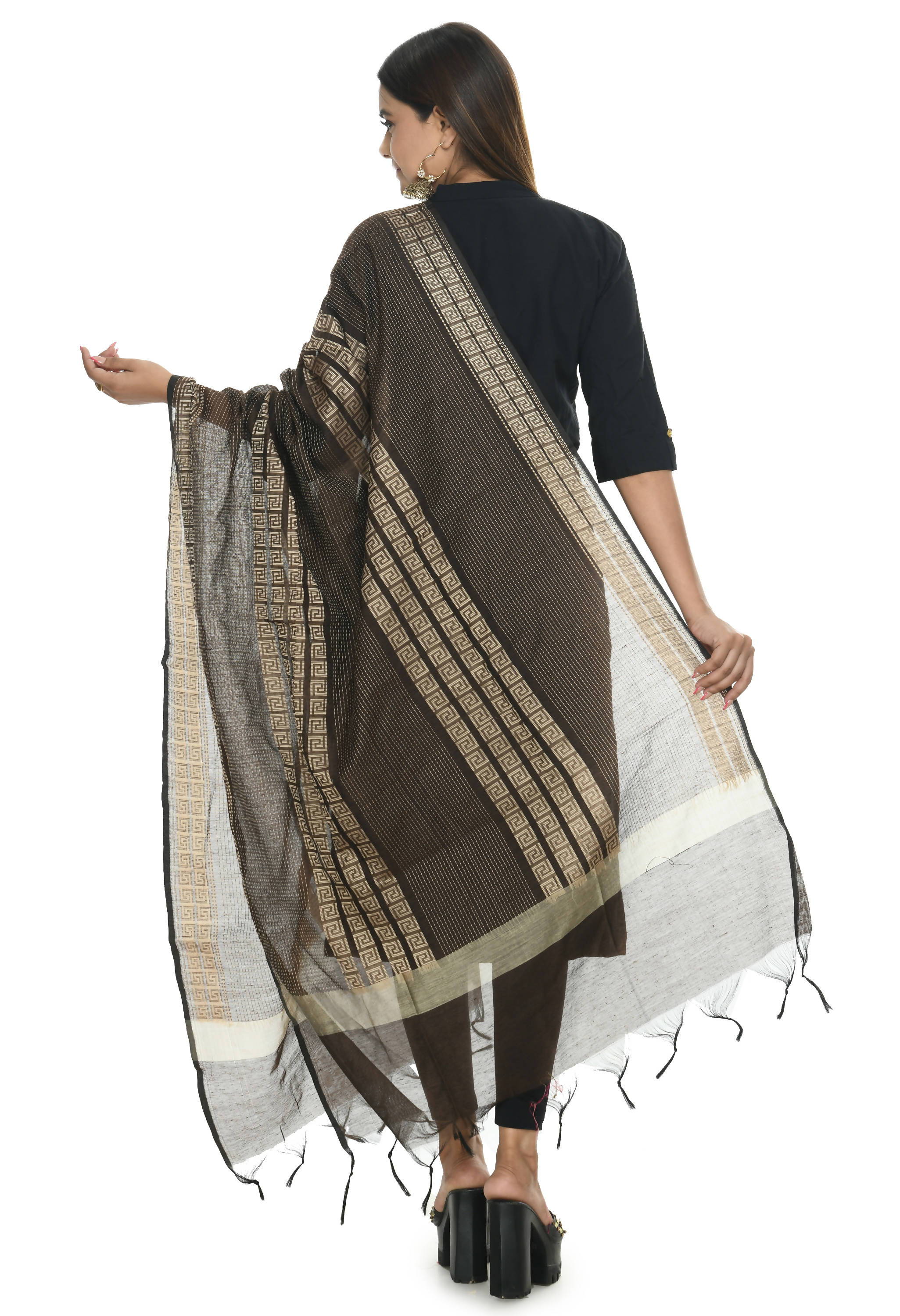 Brown Handloom Cotton Dupatta - Versatile Earthy Ethnic Drape