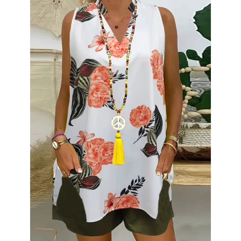 Women's Casual And Comfortable Sleeveless Two-piece Set