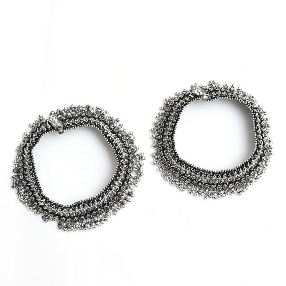 Heavy Oxidised Silver Traditional Anklets for Women & Girls