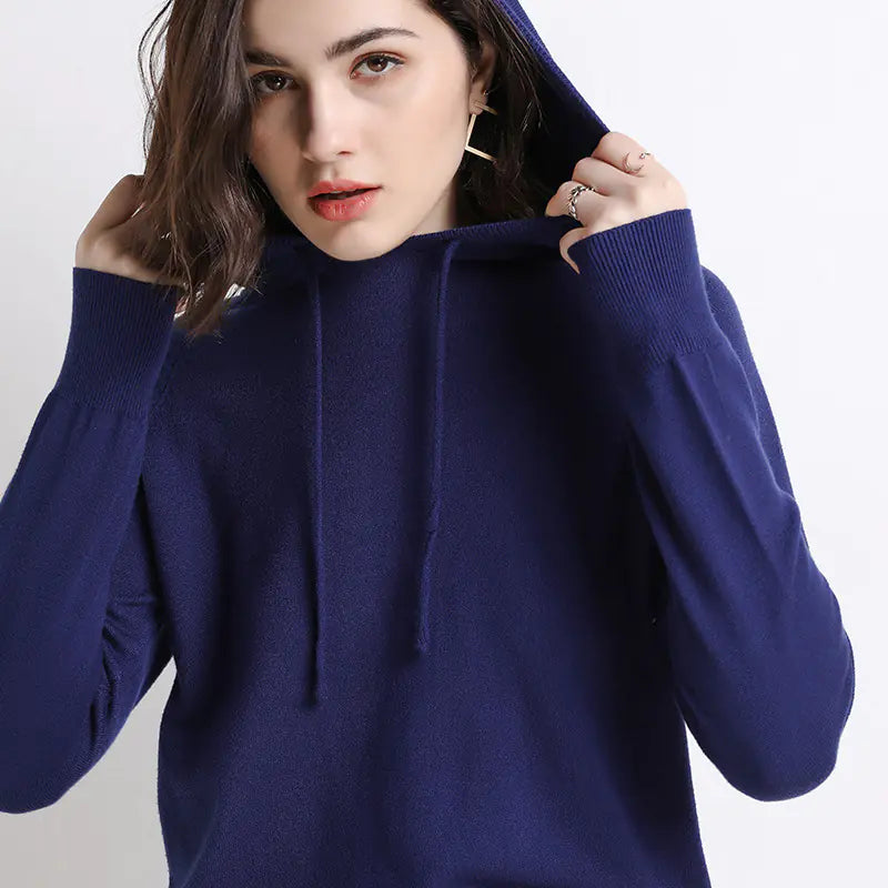 Women's Lightweight Pullover Hooded Knit Sweater - Image 5