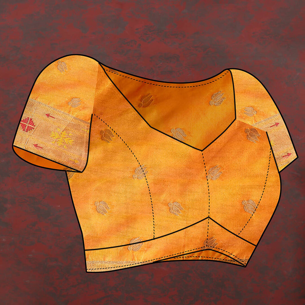 Orange Soft Paithani Silk Saree with Gold Zari Meenakari