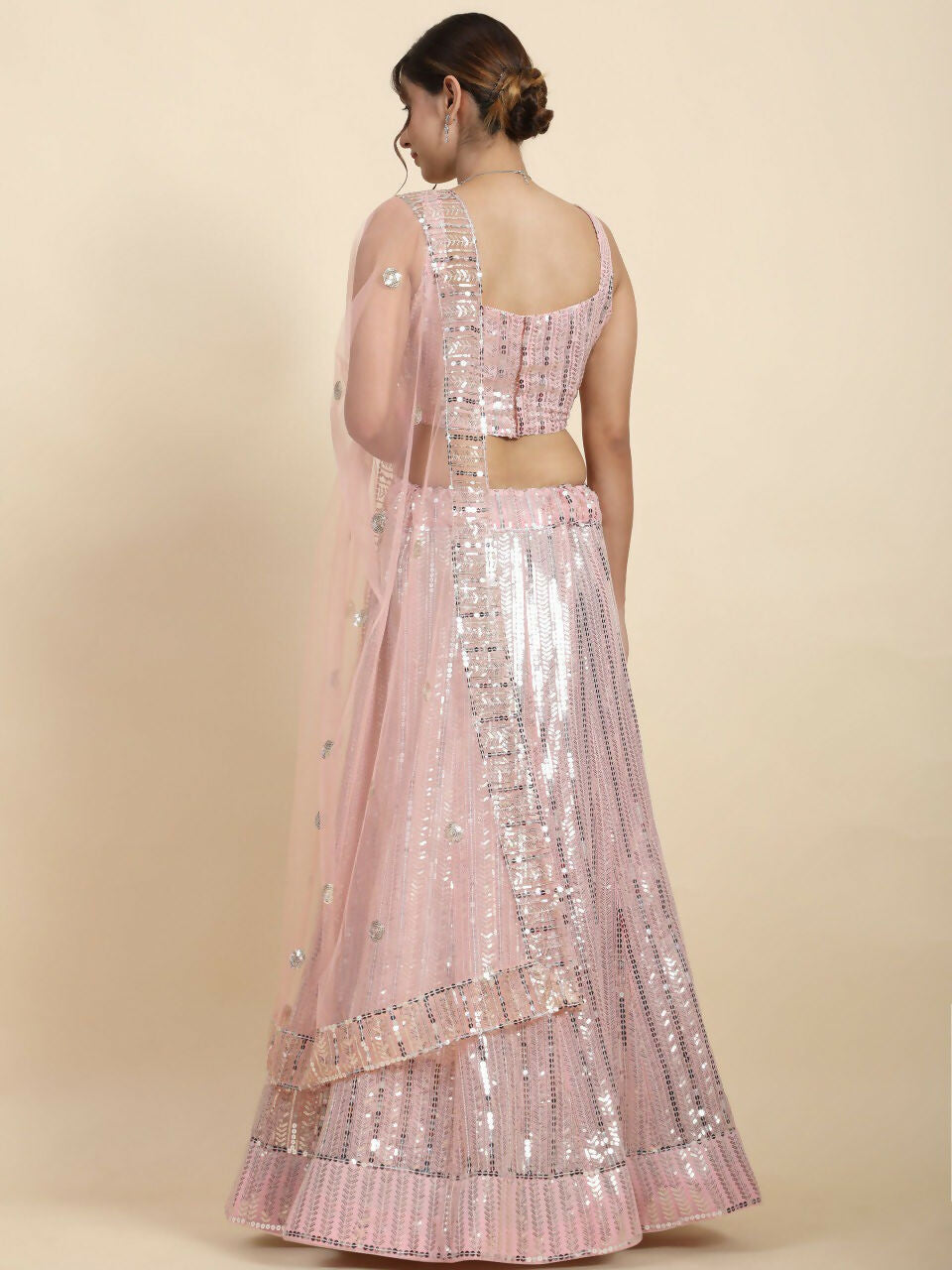 Premium Pink Faux Georgette Lehenga with 3MM and 7MM Sequin Work