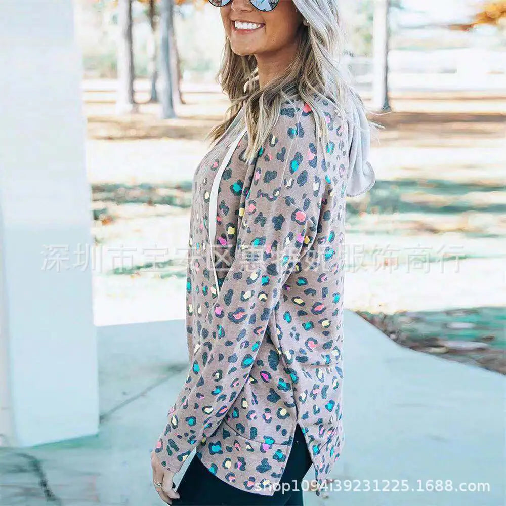 Women's Leopard Print Hooded Sweatshirt