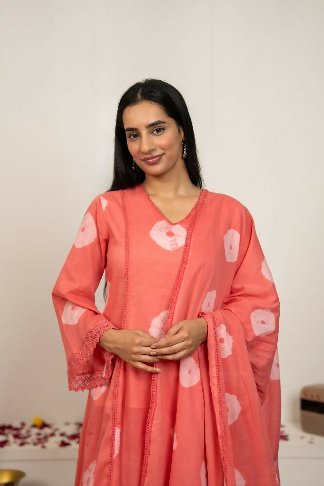 Pink Tie & Dye Cotton Suit Set for Elegant Style