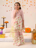 Girl wearing a vibrant multi-color pure cotton sharara set for festive events