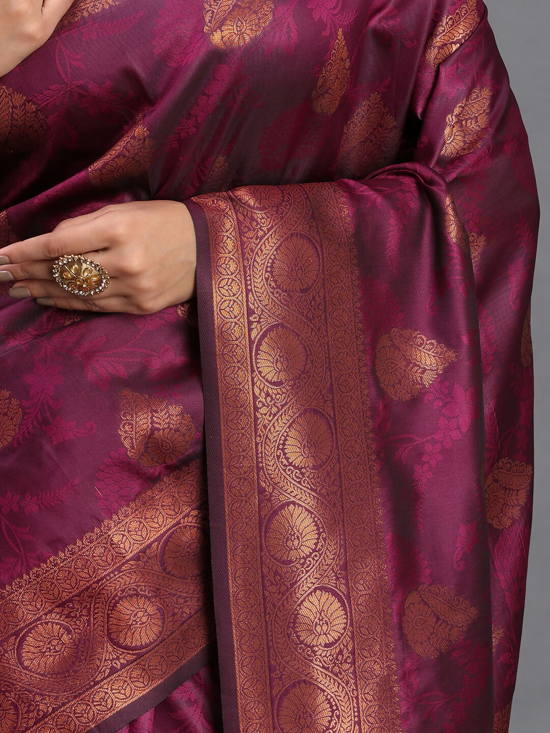 Royal Purple Silk Saree with Matching Blouse Piece