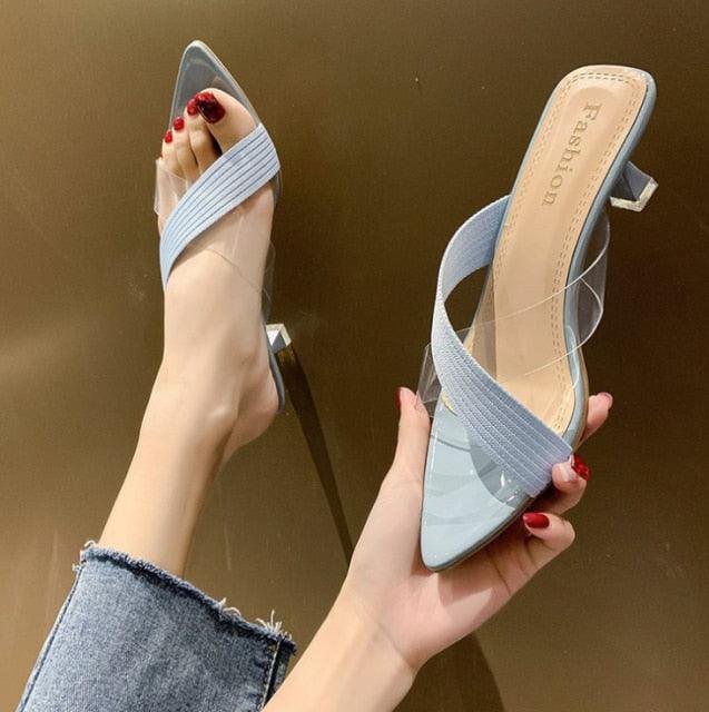 Transparent Pointed Toe High Heel Sandals Party Dress Shoes