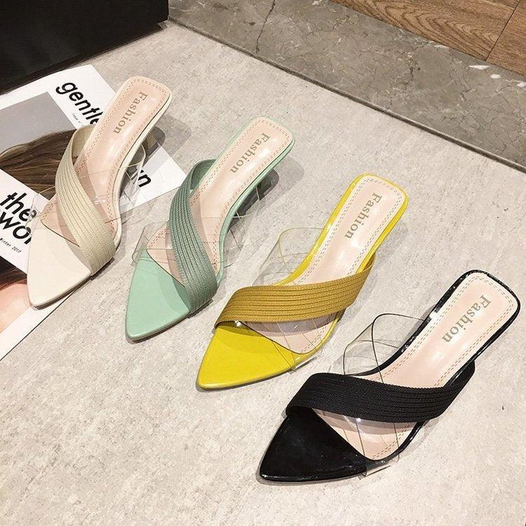 Transparent Pointed Toe High Heel Sandals Party Dress Shoes
