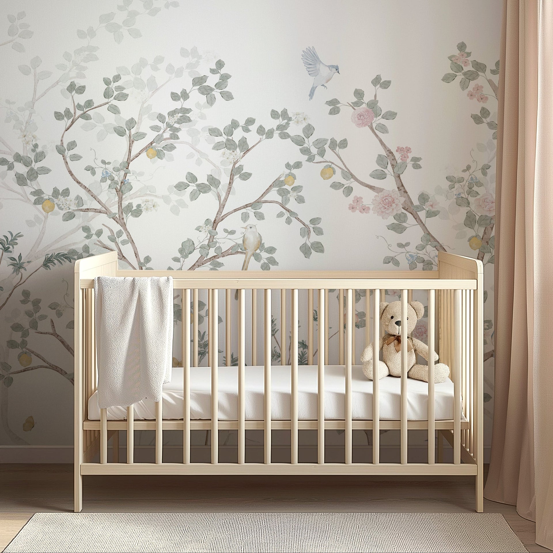 Quinlan Chinoiserie Floral Removable Wallpaper for Nurseries