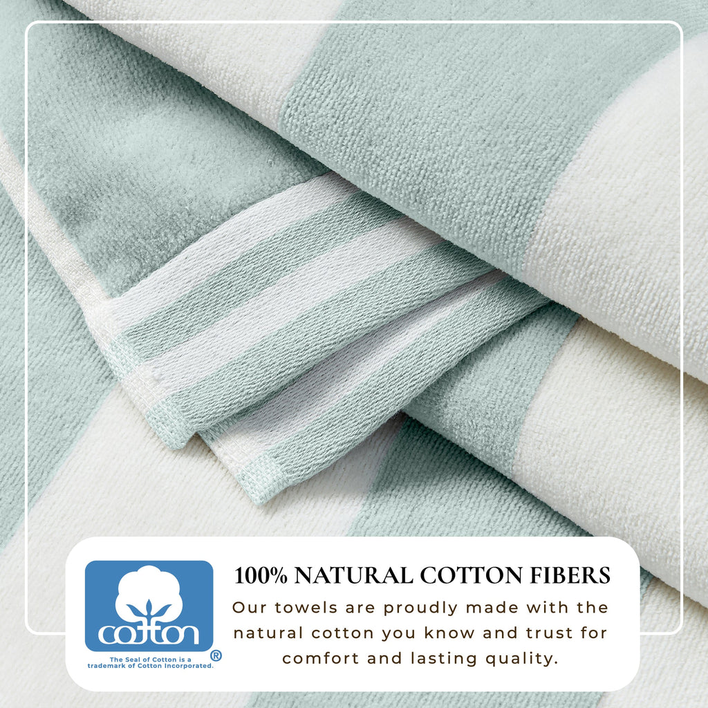 Striped Cabana Beach Towel 100% Cotton Ultra-Soft Pool Towel