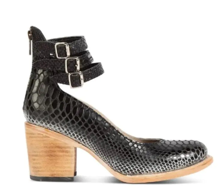 Women's Triple Buckle Ankle Strap Block Heel Shoes - Image 21