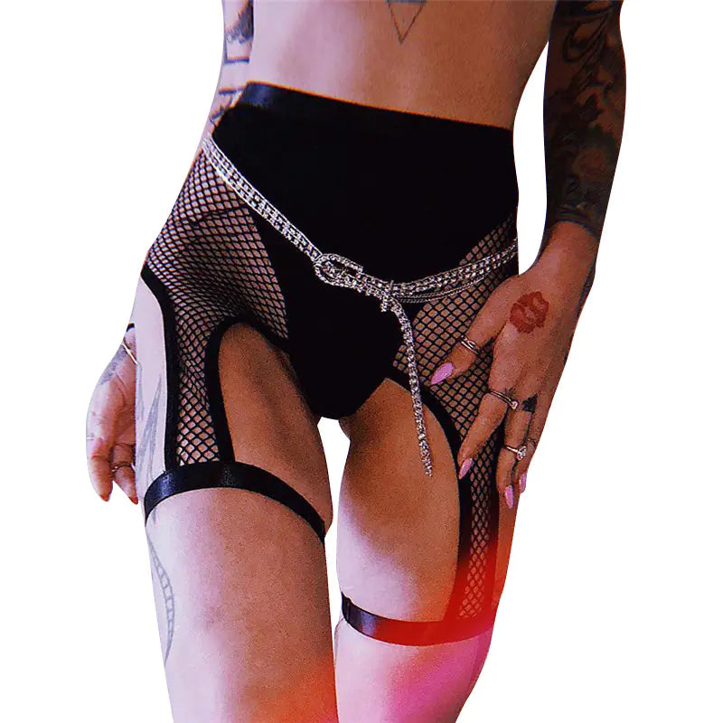 High-Waisted Sheer Panel Leggings with Cutouts
