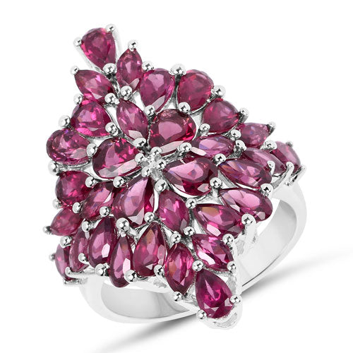 7.52 Carat Genuine Rhodolite .925 Sterling Silver Ring