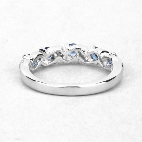 0.74 Carat Genuine London Blue Topaz and White Topaz .925 Sterling Silver Ring
