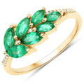 0.68 Carat Genuine Zambian Emerald and White Diamond 14K Yellow Gold Ring