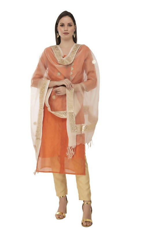 Moeza Organza Gotta Patti Dupatta in Light Golden Festive Wear