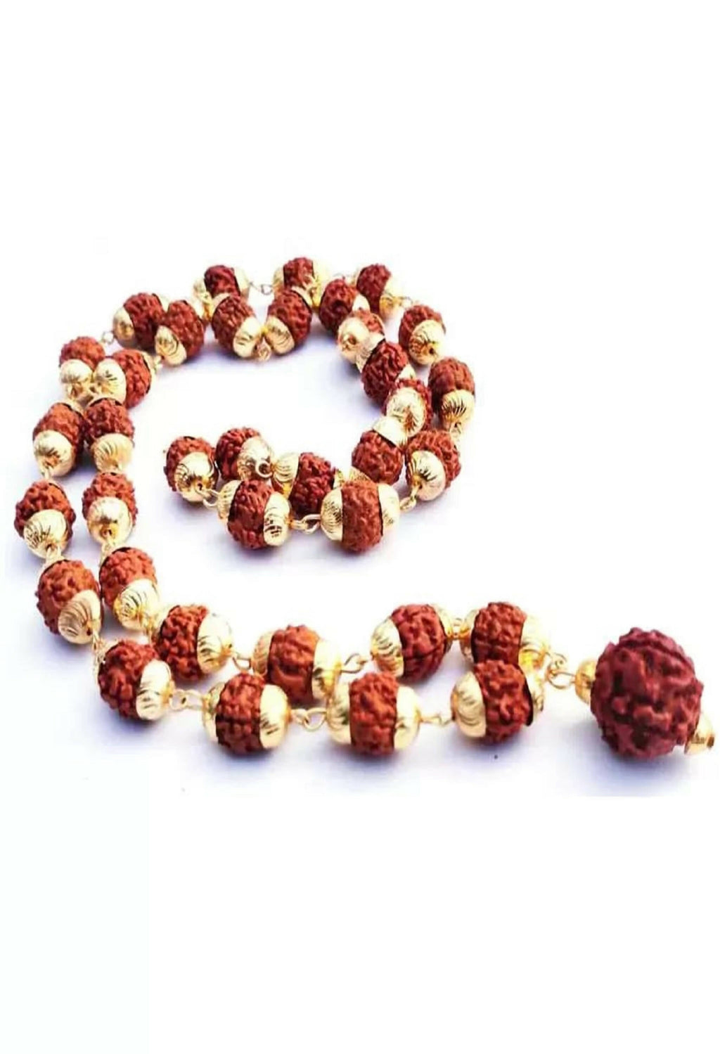 Joharkamal Gold-Polished Rudraksha Mala Long Temple Necklace