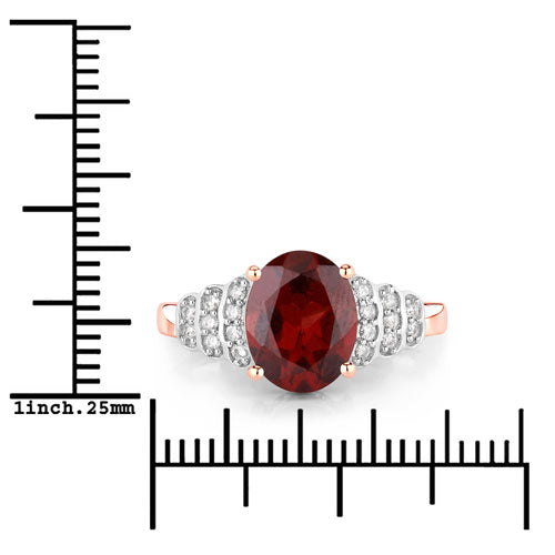 2.87 Carat Genuine Rhodolite and White Diamond 14K Rose Gold Ring