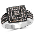 0.42 Carat Genuine Champagne Diamond .925 Sterling Silver Ring