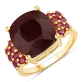 7.88 Carat Dyed Ruby and Ruby .925 Sterling Silver Ring