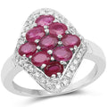 2.12 Carat Genuine Glass Filled Ruby & White Zircon .925 Sterling Silver Ring