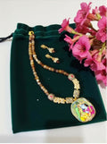 Joban Fashion Women Multi Lord Radha Krishna Tanjore Painting Pendant Beading Necklace