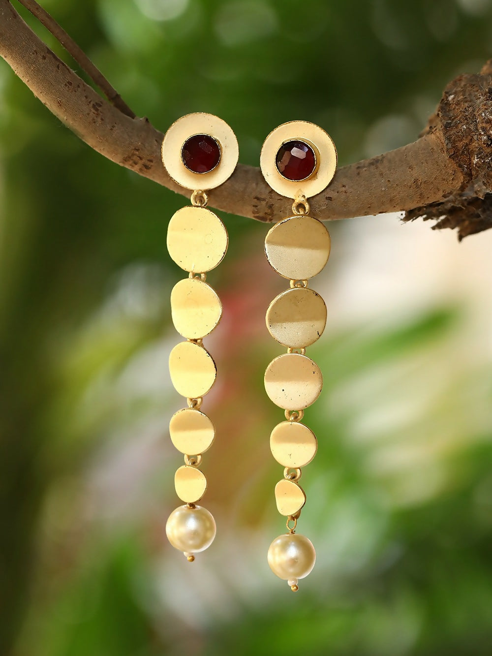 Joban Fashion Women Long Pattern Matte Gold Earrings