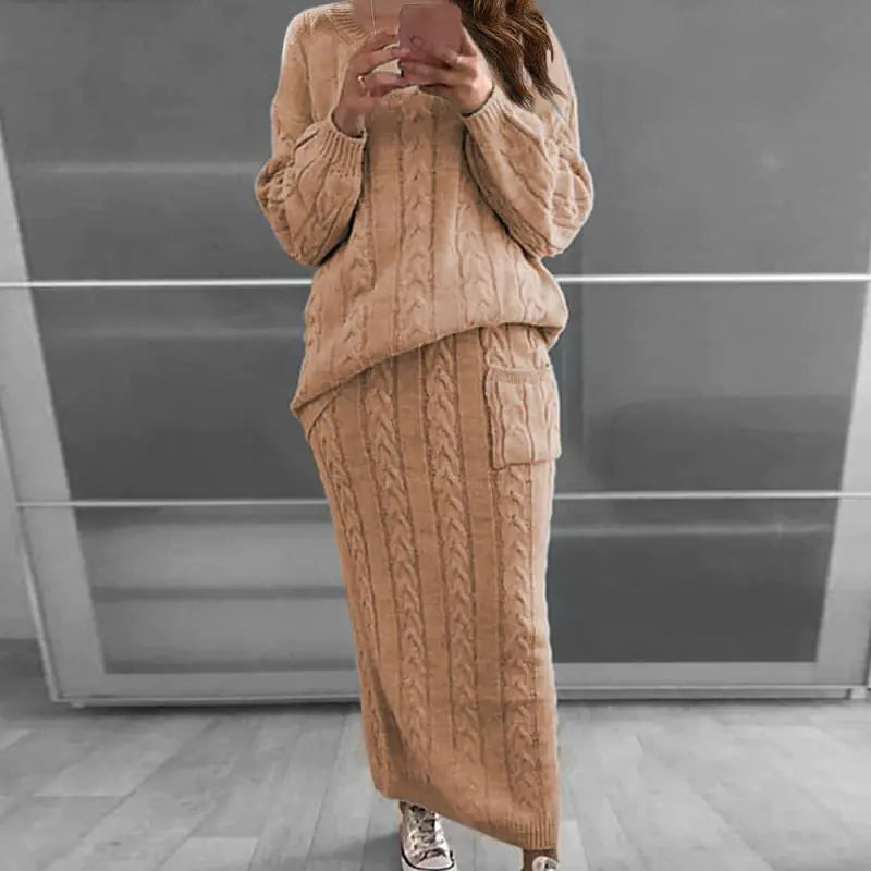 Autumn Winter Women's Fashion Sweater Dress Set