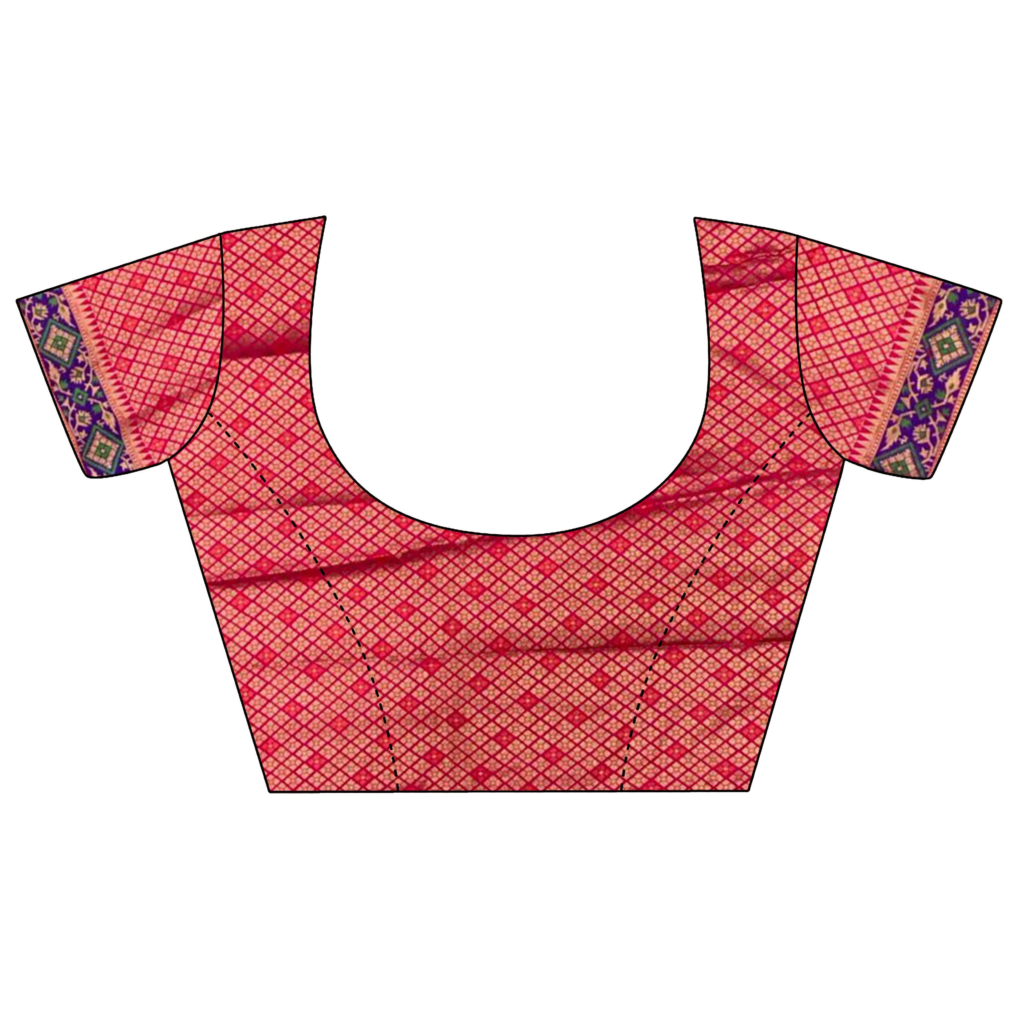 Hot Pink Patola Soft Silk Saree with Matching Blouse Piece