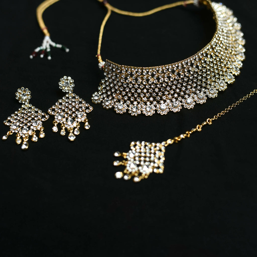 Traditional Rajwadi Golden Choker Necklace Set for Women
