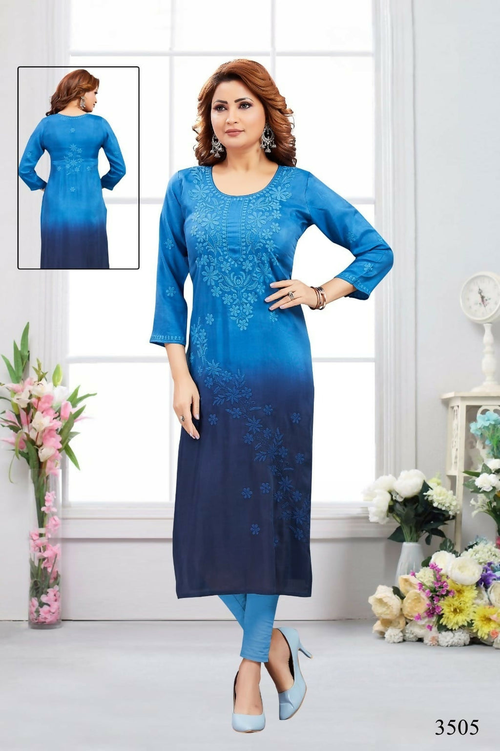 Joban Fashion Muslin Blue Color Kurta Set