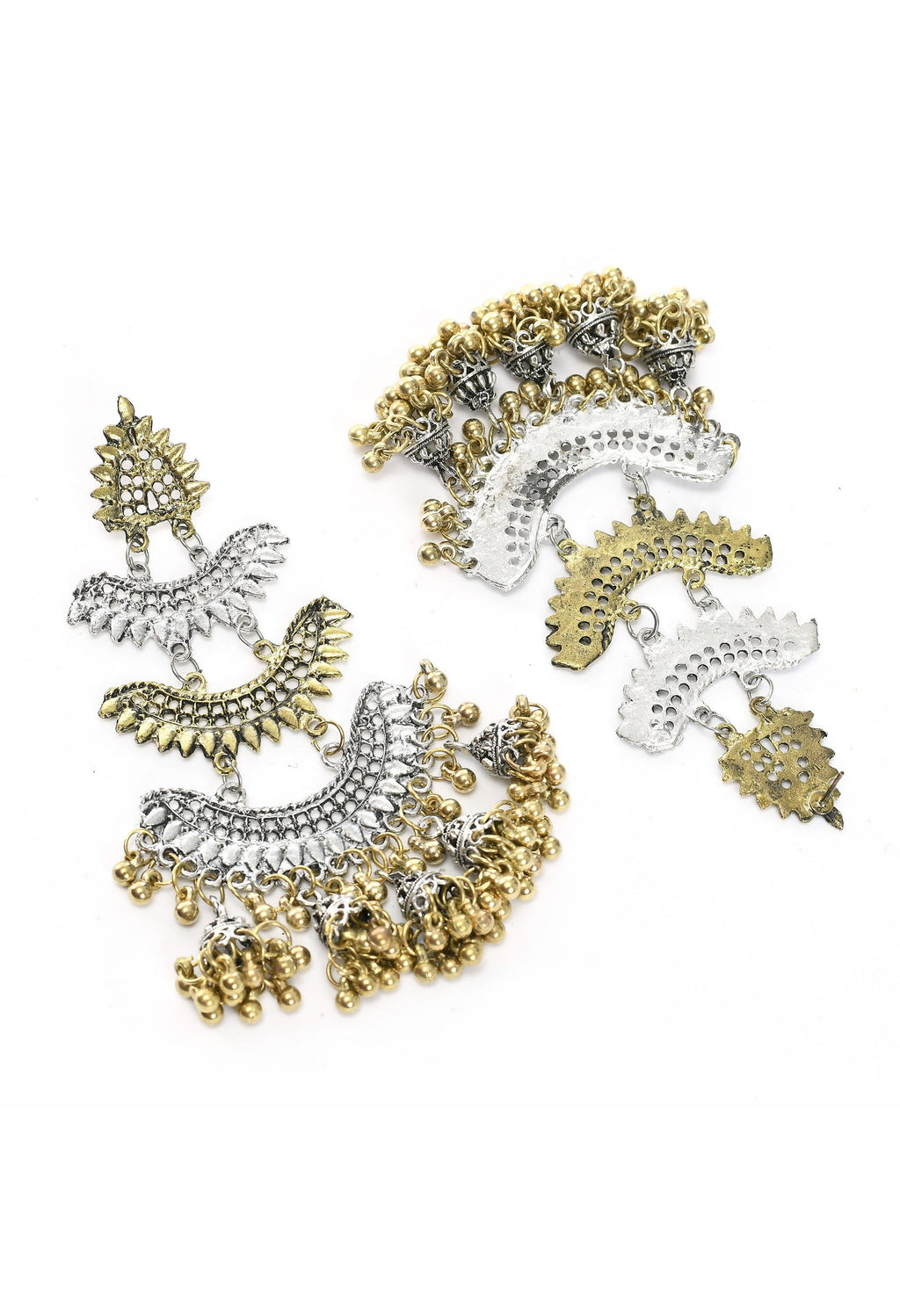 Two-Tone Silver and Gold Plated Earrings for Ethnic Occasions