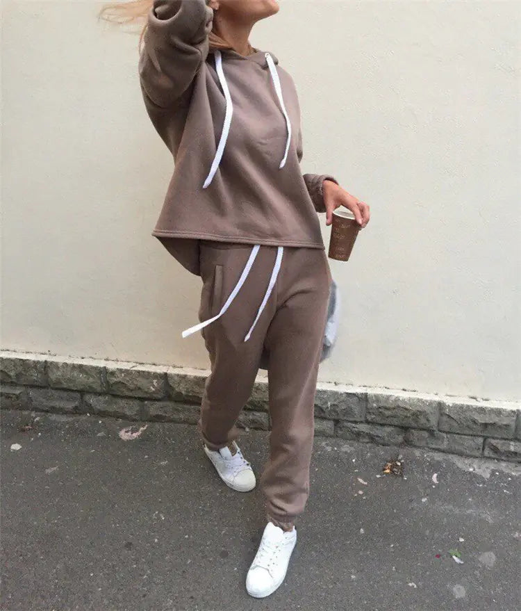 Women's Hooded Crop Sweatshirt Set - 2 Pieces
