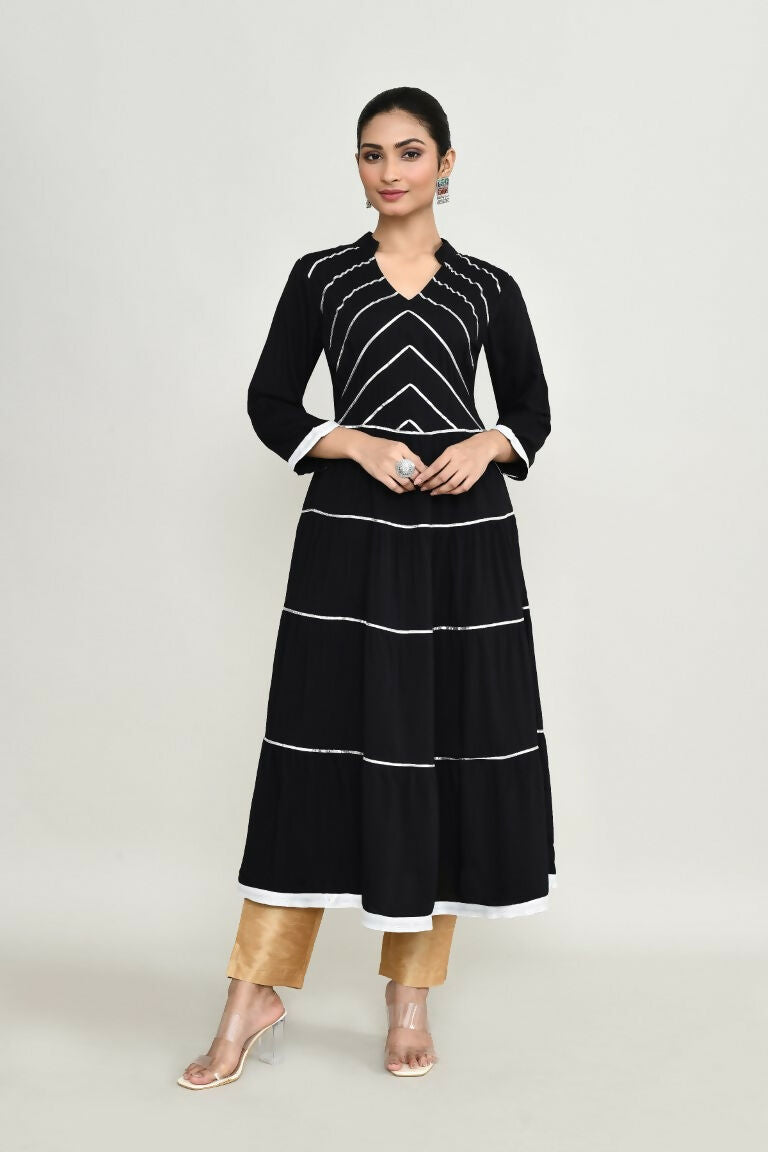 Joban Fashion Black Rayon Kurta Set