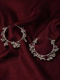 Mominos Fashion oxidised silver parrot hoops and ghungroo bali earrings set