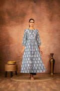 Blue floral hand block printed cotton kurta pant set in a soft, breathable fabric.