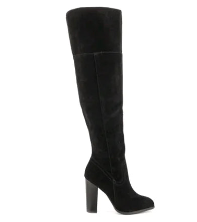 Knee-High Sheepskin Boots with Chunky Heels