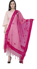Pink Organza dupatta featuring detailed Gota flower embroidery
