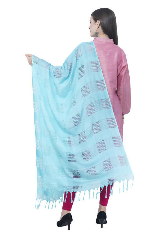Navy Blue Window Print Cotton Dupatta - Soft Breathable Fabric