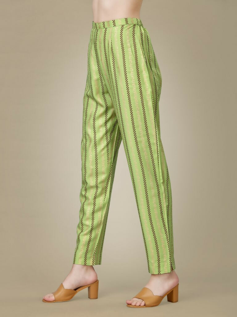 Women's Light Green Embroidered Rayon Straight Kurta Pant Set