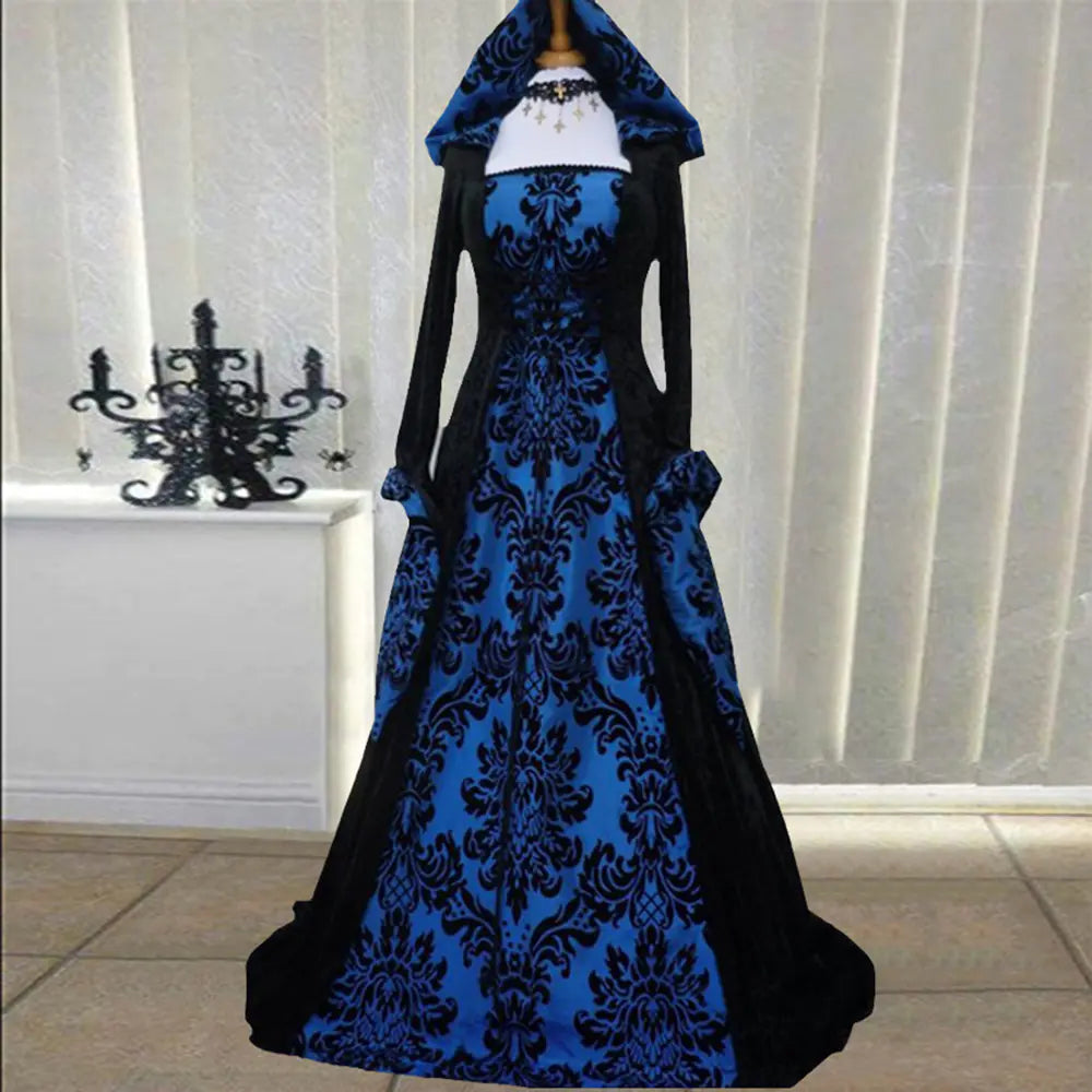 2019 Vintage Style Long Sleeve Hooded Dress