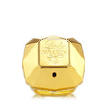 Rabanne Lady Million Eau de Parfum spray bottle in a diamond-shaped gold design